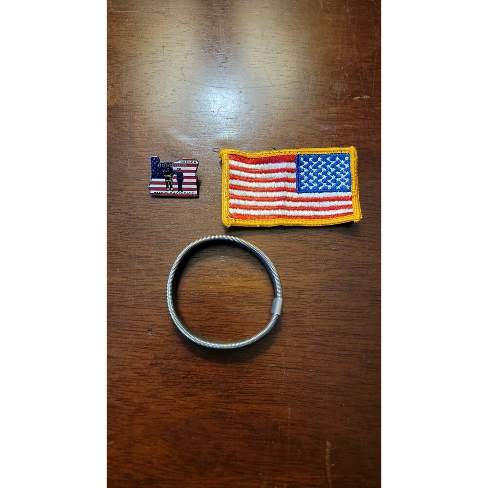 American Flag Patch First Responder Pin And Flag Bracelet